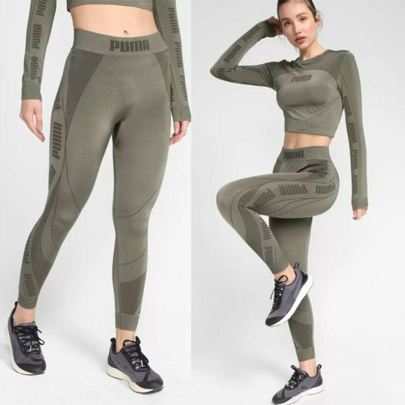NWT PUMA Evostripe Evoknit 7/8 Seamless Tights Leggings XS Grape Leaf - Picture 1 of 12
